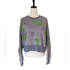 Nike Women’s Cropped Graphic Sweatshirt Gray Green Size M